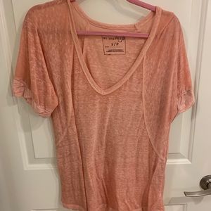 Free people pink/coral tee